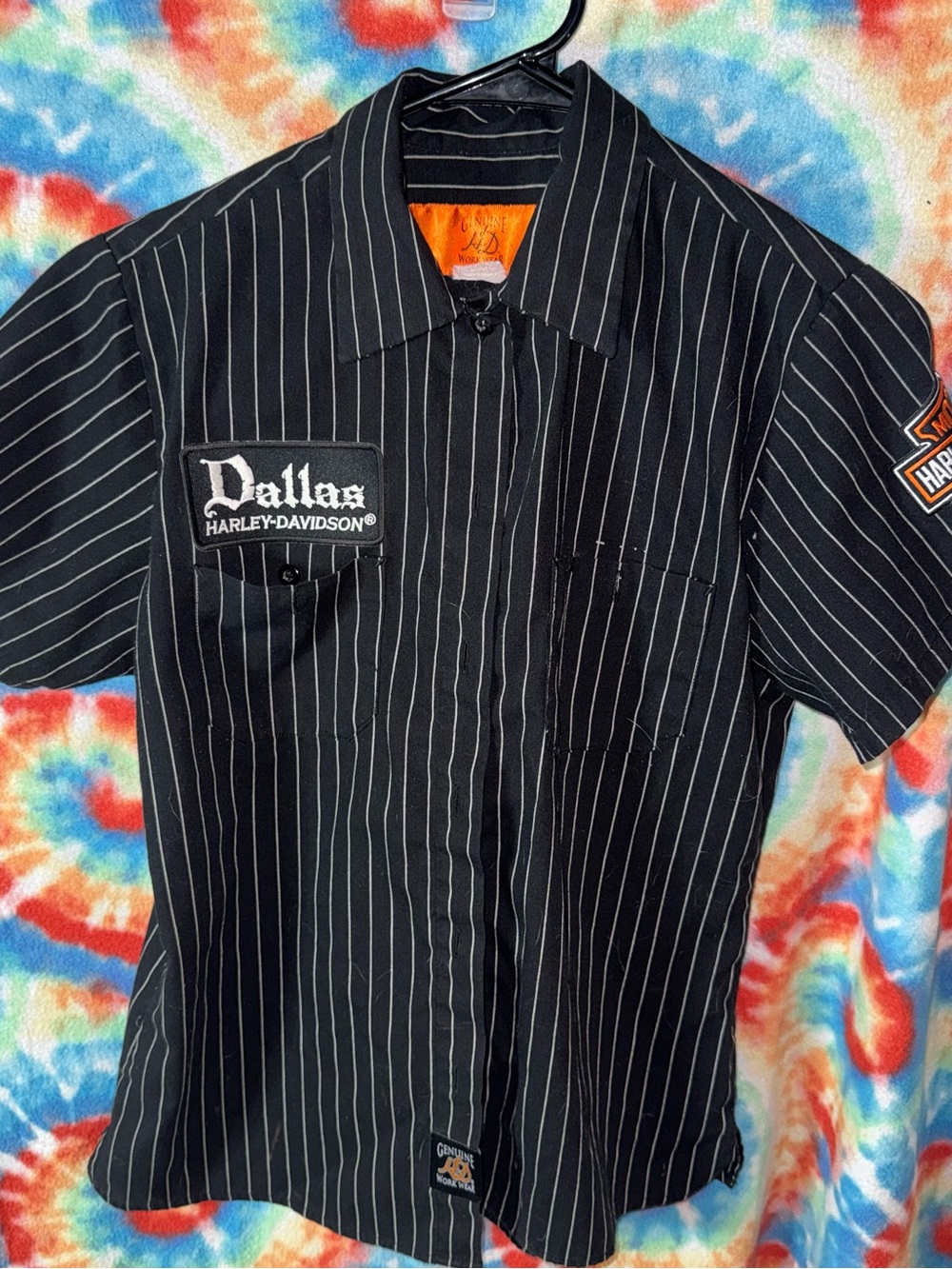 Harley-Davidson Black Pinstripe Short-Sleeve Work Shirt
